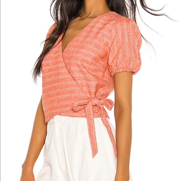Revolve Orange Wrap Top - Picture 6 of 7